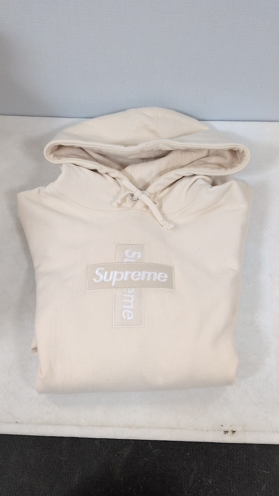 Supreme Cross Box Logo Hooded Sweatshirt "Natural"