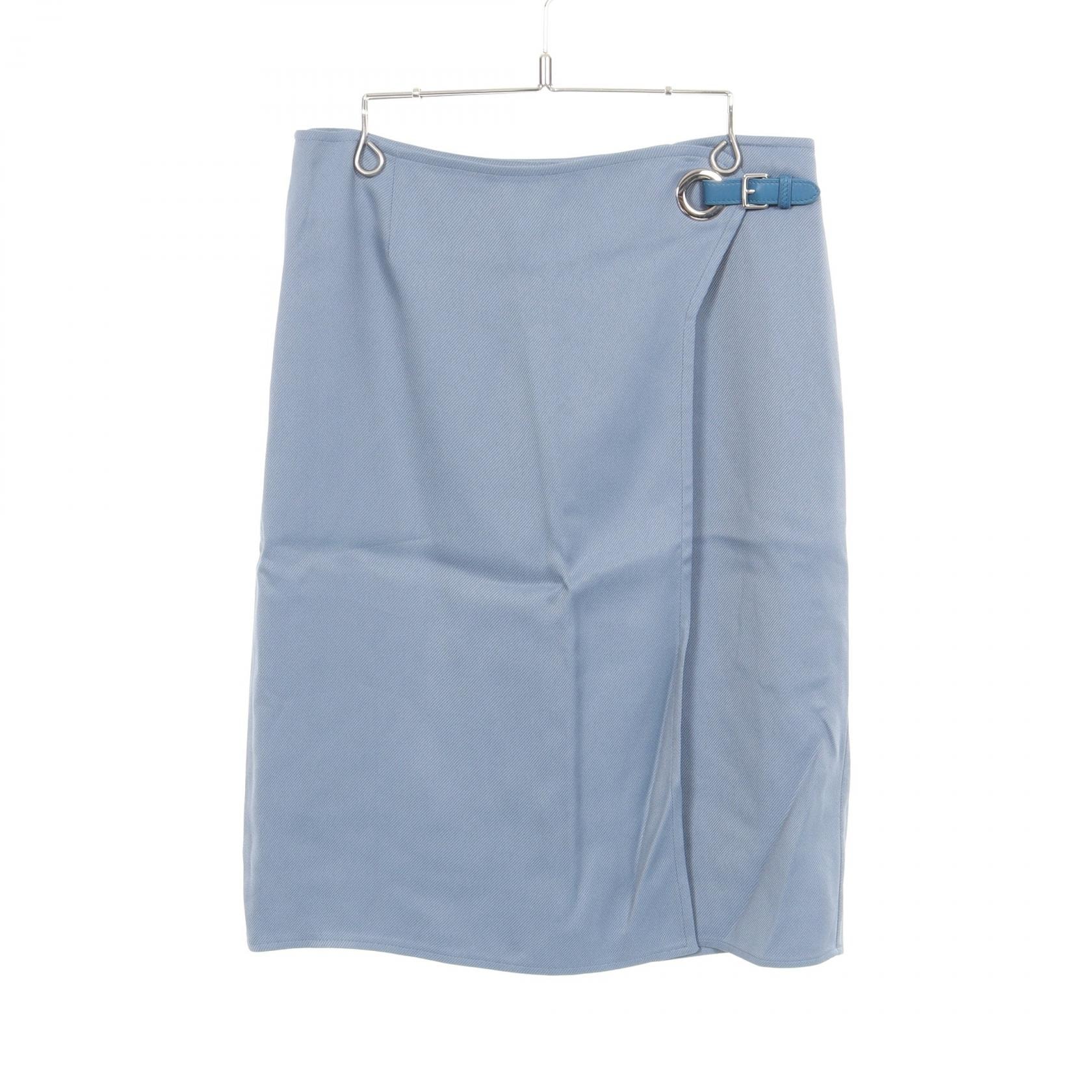 エルメス HERMES ベルトスカート スカート 衣料品 ボトムス シルク ビスコース シルク レディース ブルー系 【中古】