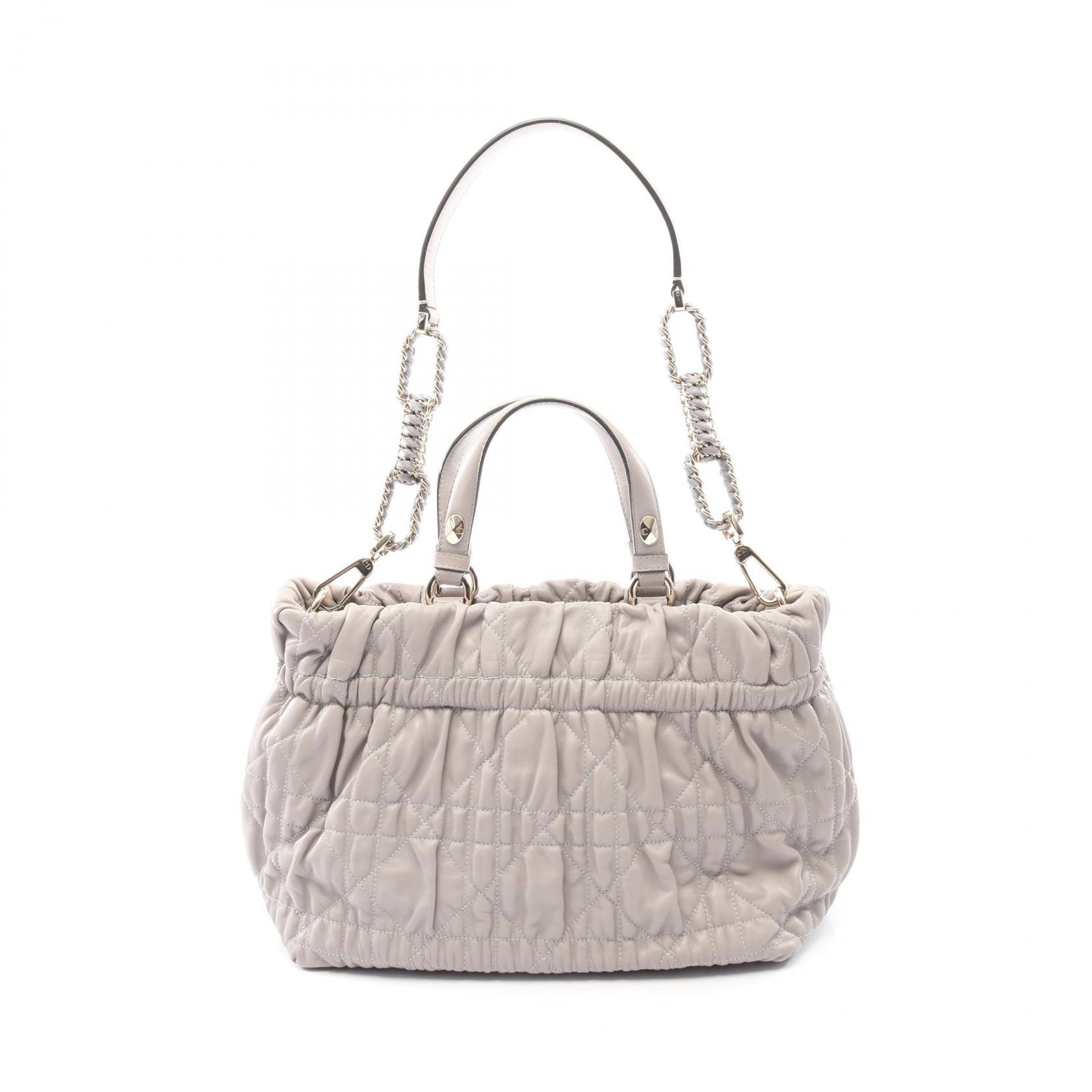 ディオール Dior カナージュ ハンドバッグ バッグ レザー レディース パープル系 【中古】