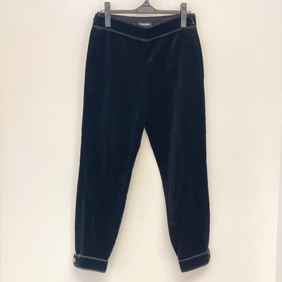 CHANEL(シャネル) コーデュロイ ココボタン付 サイズ42 フルレングス パンツ ブラック