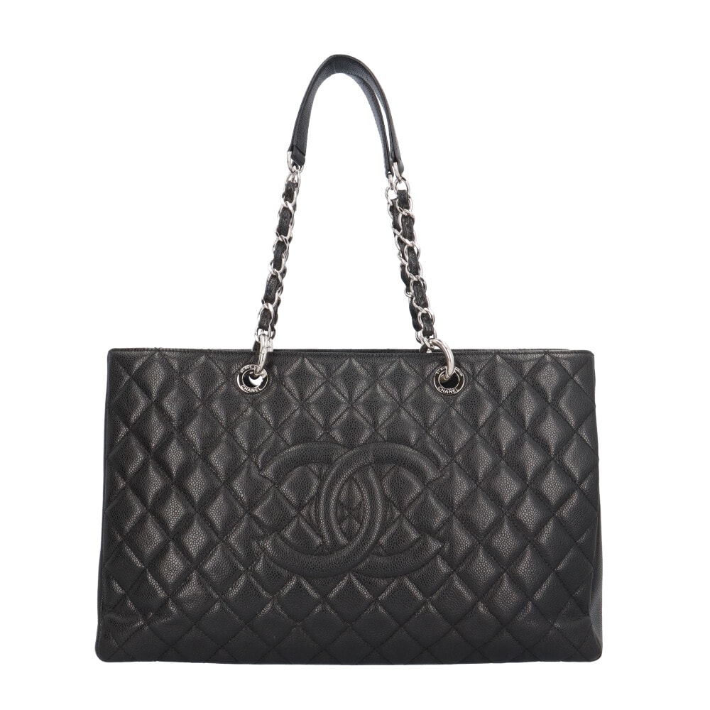 シャネル GSTトートXL マトラッセ トートバッグ キャビアスキン A66865 ブラック レディース CHANEL  中古