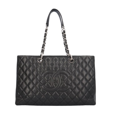 シャネル GSTトートXL マトラッセ トートバッグ キャビアスキン A66865 ブラック レディース CHANEL 中古