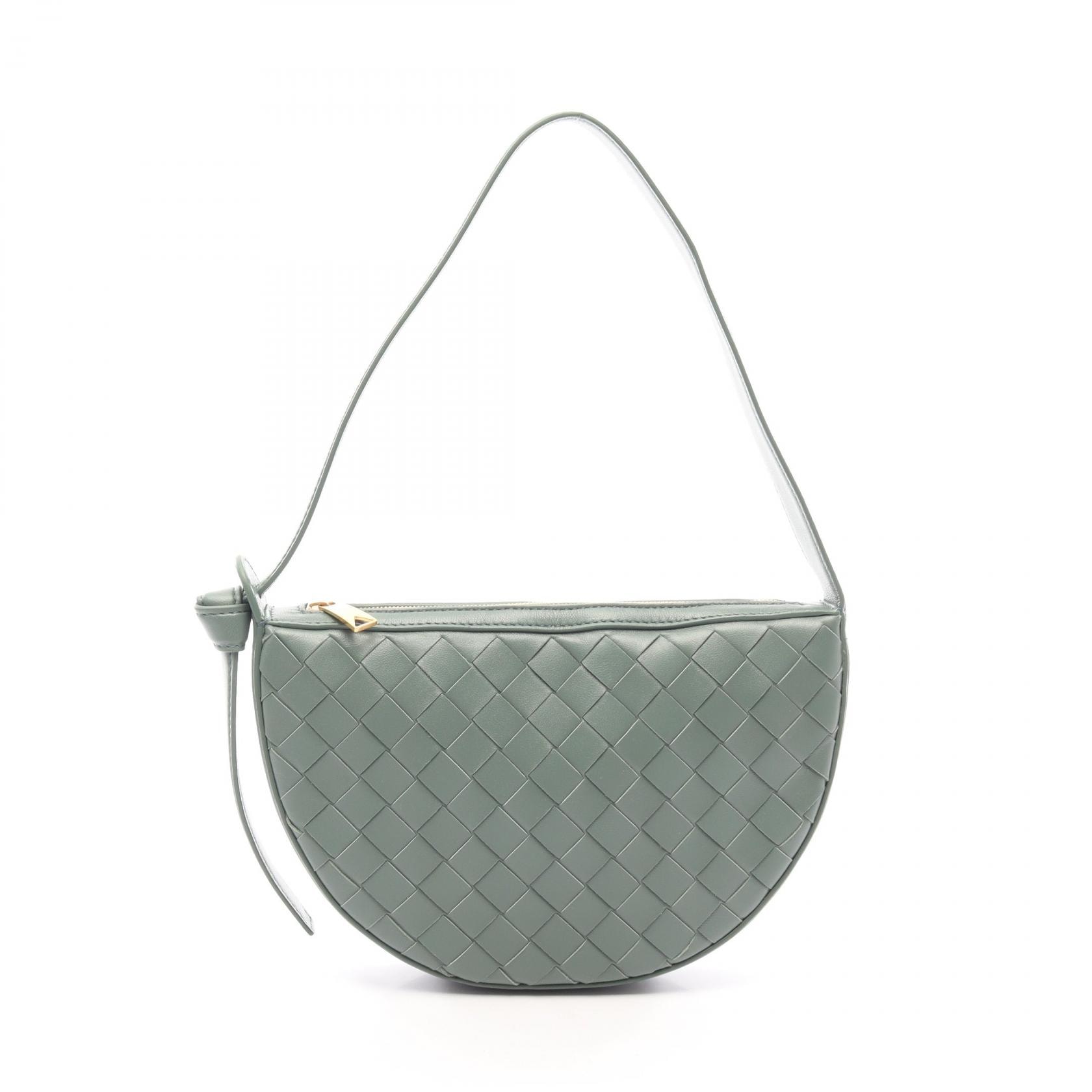 ボッテガヴェネタ BOTTEGA VENETA イントレチャート ミニ サンライズ ハンドバッグ バッグ レザー レディース グリーン系 763747 【中古】