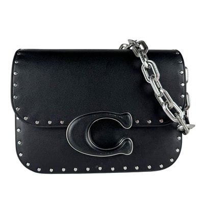 コーチ COACH ショルダーバッグ レザー/メタル ブラック/シルバー レディース【中古】 z10203