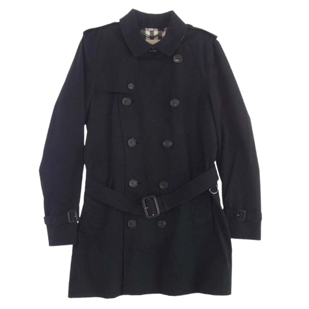 BURBERRY バーバリー トレンチコート Kensington ケンジントン トレンチコートノバチェック  ロングコート ダブル ベルト ブラック M ブラック系 M【中古】