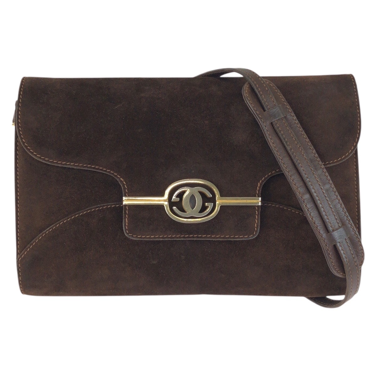 GUCCI グッチ ヴィンテージ オールドグッチ ブラウン ゴールド金具 スウェード ショルダーバッグ 602920 【中古】