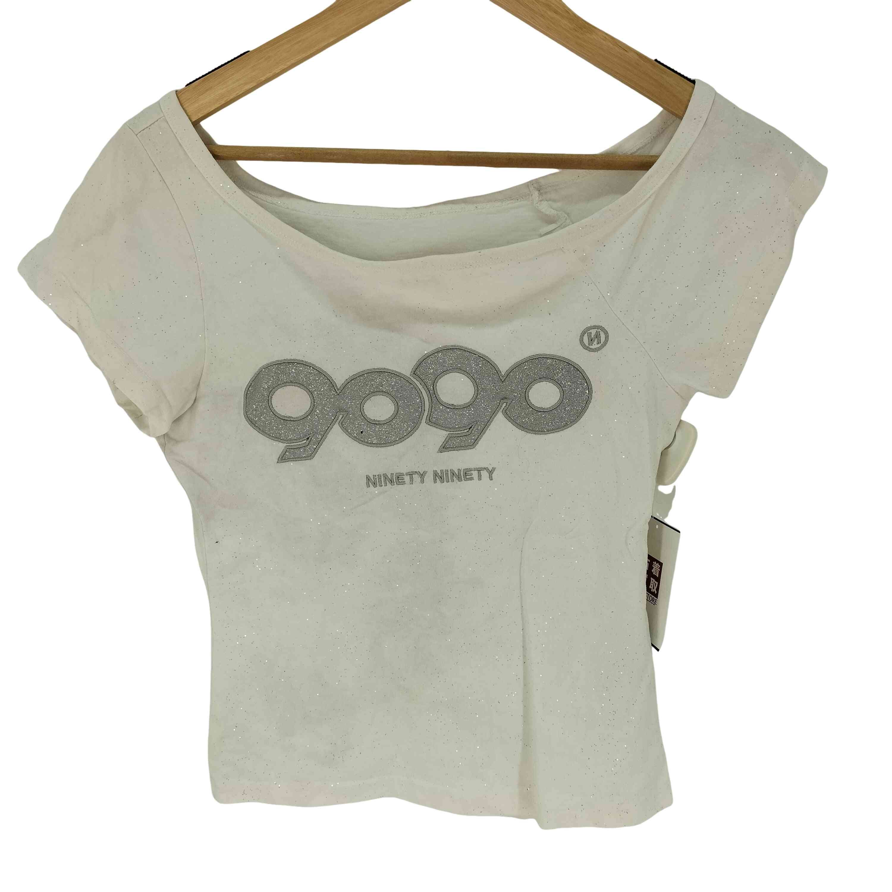 OG Logo Of f Shoulder Glitter Tee【1143769729160】