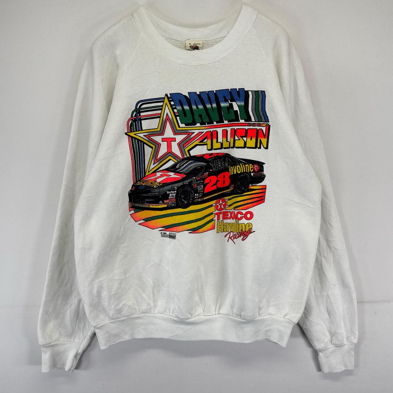 古着 90's/90年代 フルーツオブザルーム FRUIT OF THE LOOM USA製 スウェット ラグラン レーシング プルオーバー XL  ホワイト系 メンズ