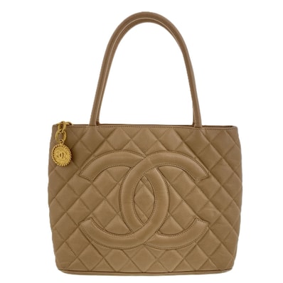 CHANEL シャネル 復刻トート キャビアスキン ショルダーバッグ トートバッグ A01804 キャビアスキン ベージュ レディース【中古】