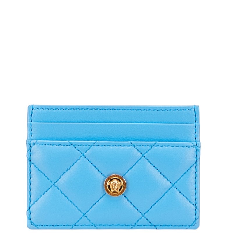 ヴェルサーチェ メデューサ カードケース ブルー レザー レディース VERSACE 中古