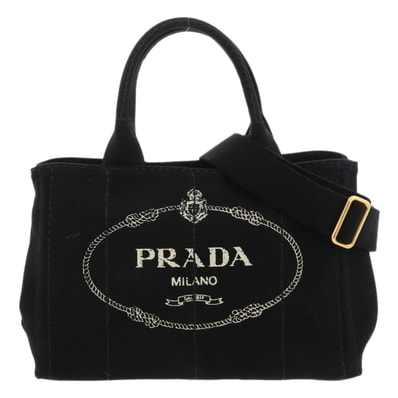 PRADA プラダ カナパ ミニ ハンドバッグ 2WAY バッグ ショルダーバッグ 1BG439 キャンバス ブラック ネロ/NERO レディース【中古】