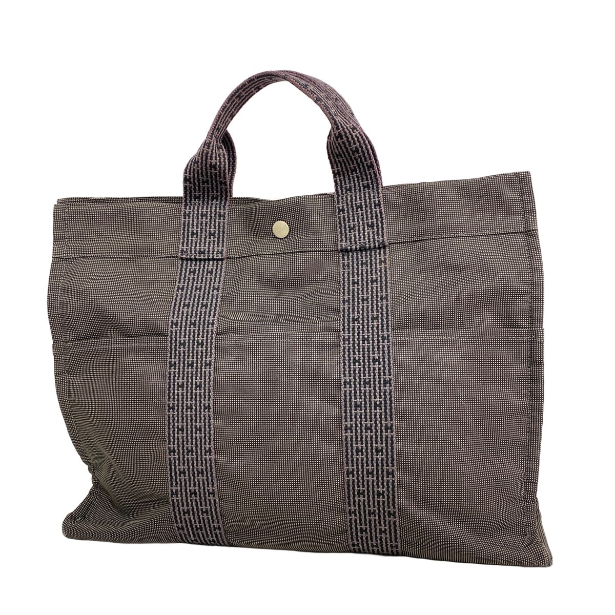 【6eb0999-k】エルメス トートバッグ エールラインMM キャンバス グレー シルバー金具【中古】メンズ レディース ユニセックス