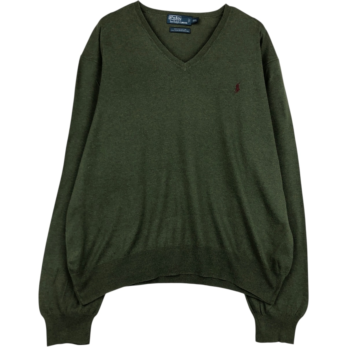 古着 ラルフローレン Ralph Lauren POLO by Ralph Lauren Vネック ピマコットンニットセーター メンズXXL相当/eaa617976