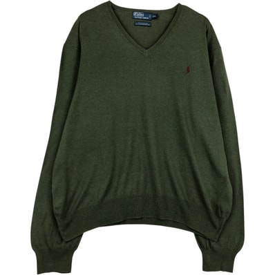 古着 ラルフローレン Ralph Lauren POLO by Ralph Lauren Vネック ピマコットンニットセーター メンズXXL相当/eaa617976
