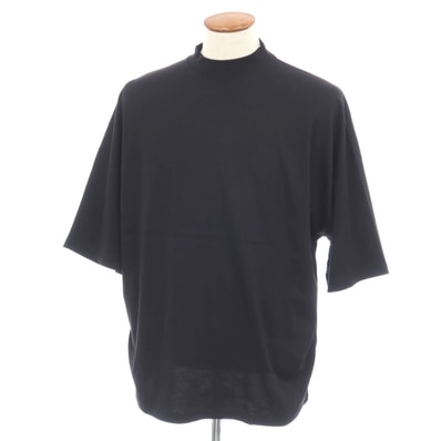 【中古】ジルサンダー JIL SANDER コットン モックネック 半袖Tシャツ ブラック【サイズM】【メンズ】