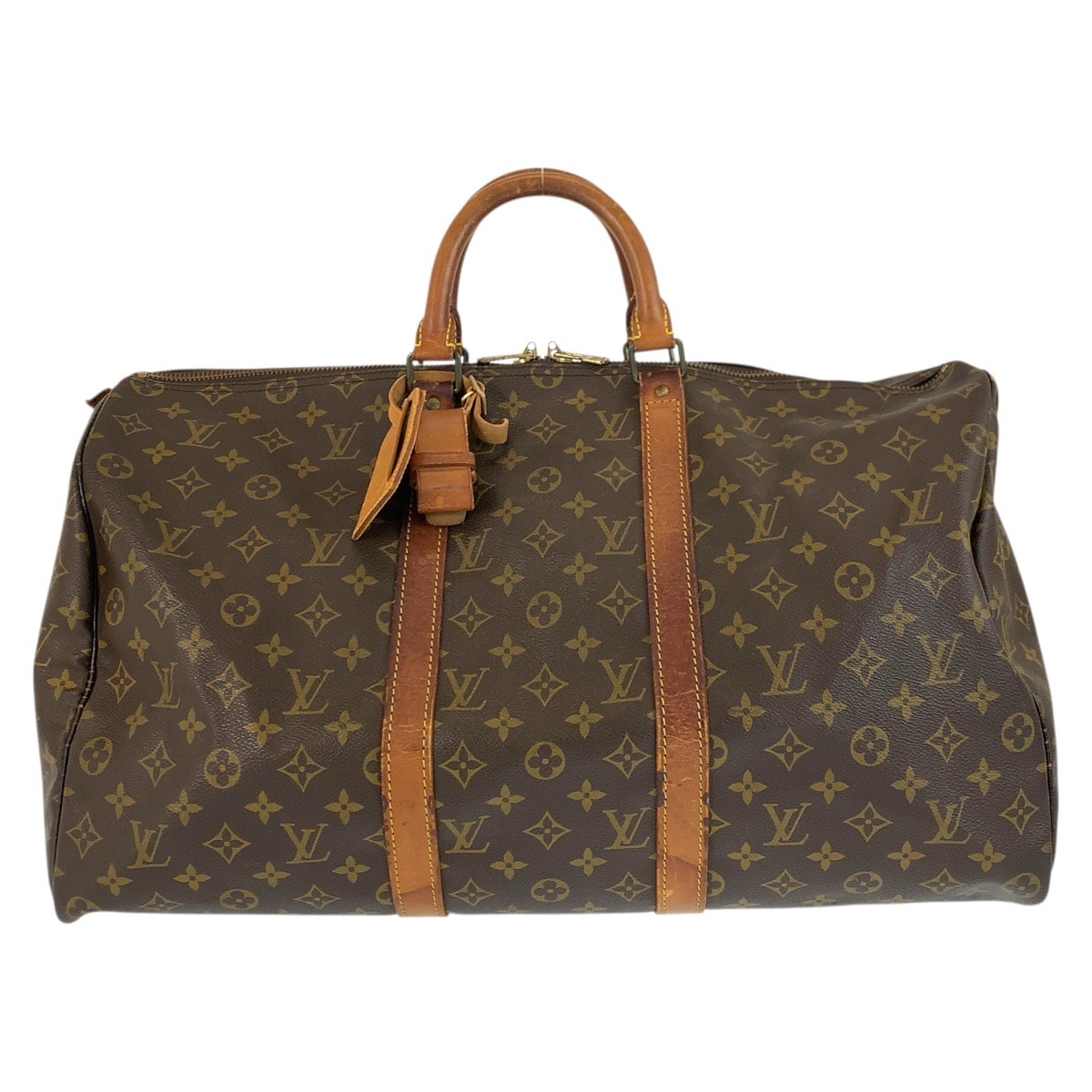 LOUIS VUITTON ルイヴィトン モノグラム キーポル 50 ブラウン ゴールド金具 PVC レザー/ ボストンバッグ ハンドバッグ 601026 【中古】