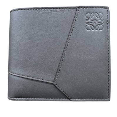 LOEWE 希少 極美品 ロエベ ANAGRAM PUZZLE BIFOLD アナグラム パズル バイフォールド コインウォレット 二つ折り財布 C510501X16 レザー ダークグレー コンパクトウォレット ミニ財布 Aランク 中古 鑑定済 ロエベ財布