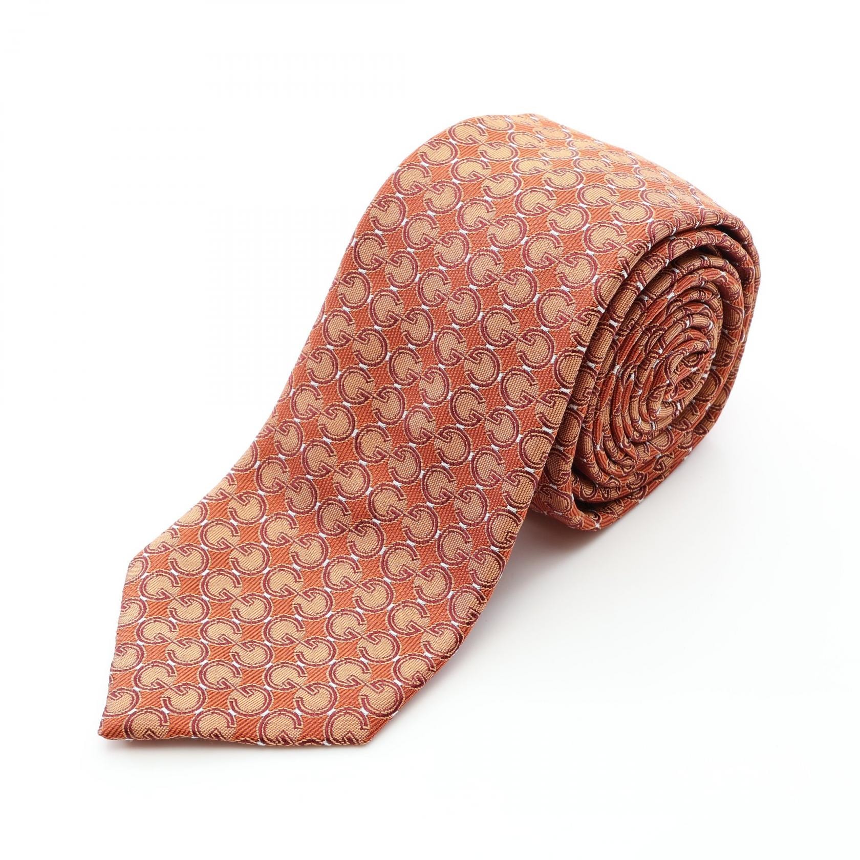 グッチ GUCCI GG柄 ネクタイ 衣料品 シルク メンズ ブラウン系 【中古】
