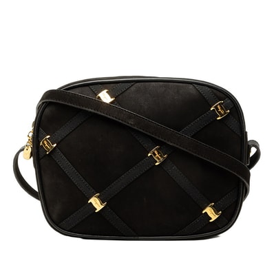 サルヴァトーレフェラガモ ヴァラ ショルダーバッグ ブラック スウェード レザー レディース Salvatore Ferragamo 中古