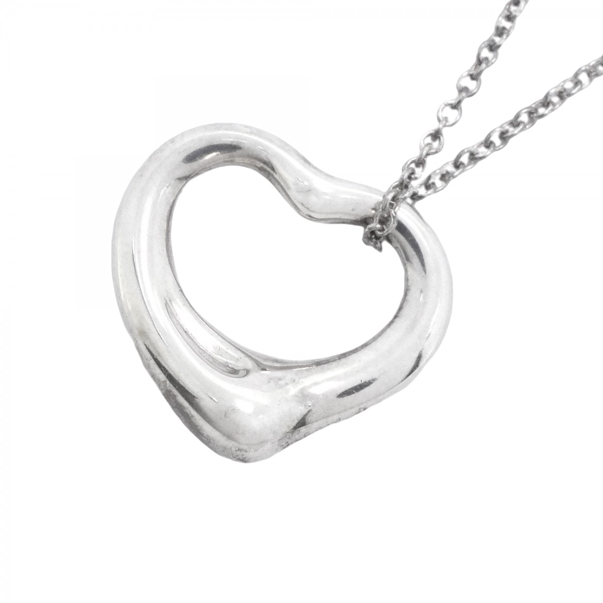 【6jcb0936-k】ティファニー ネックレス オープンハート シルバー925【中古】レディース