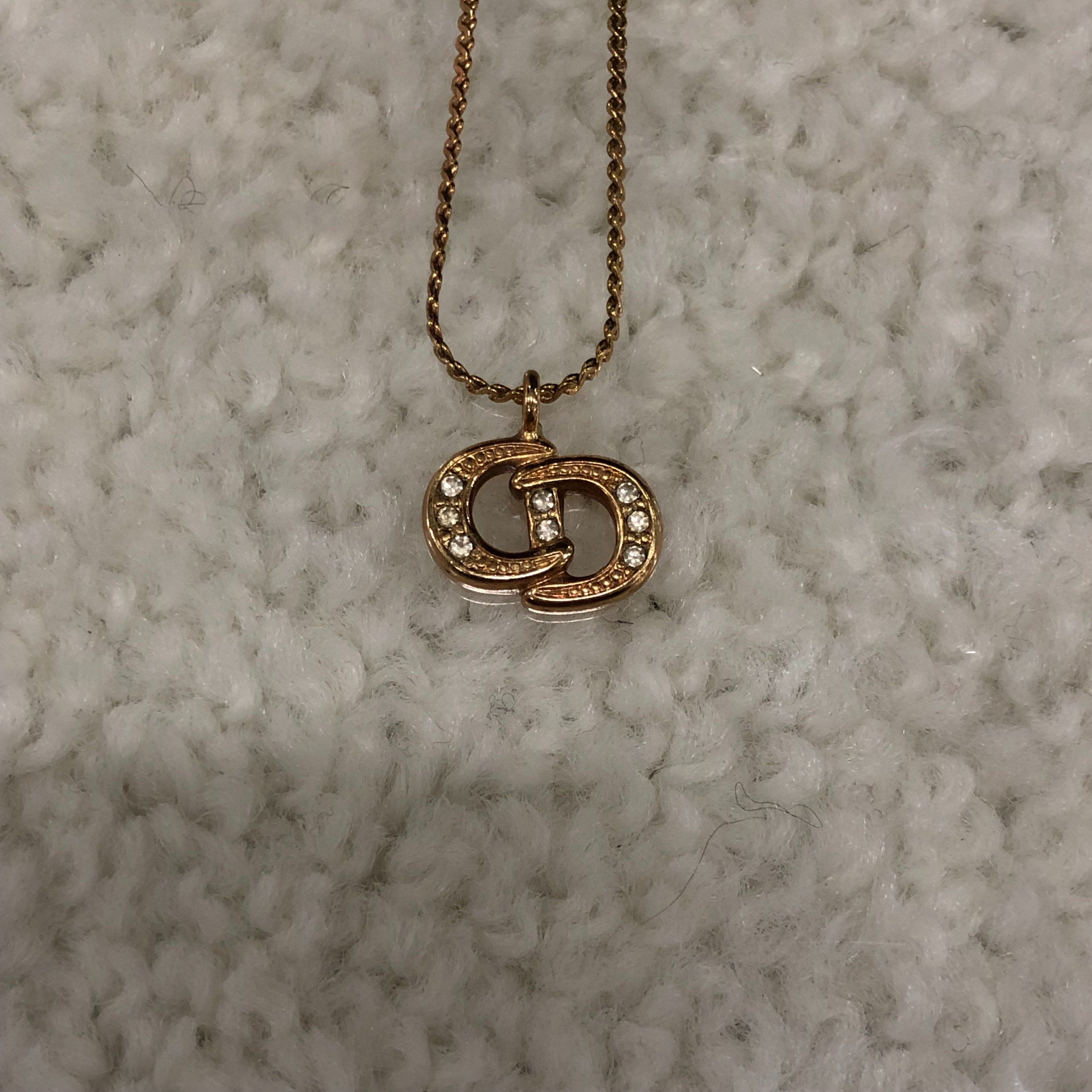 Dior CD Logo Stone Necklace "Gold"