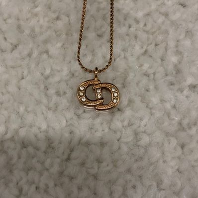 Dior CD Logo Stone Necklace "Gold"