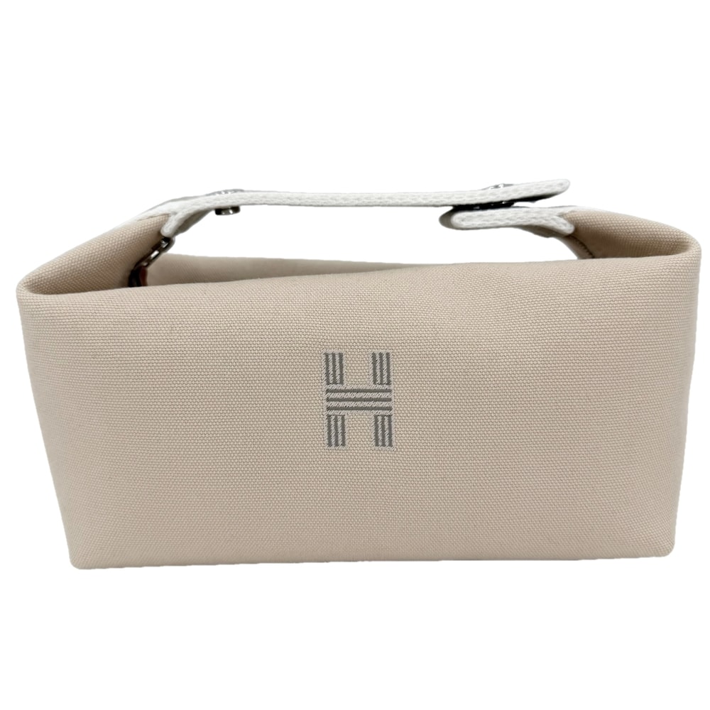 HERMES エルメス ハンドバッグ ブリッドアブラックPM ポーチ トワルアッシュ    ベージュ ホワイト 白 シルバー金具 レディース 美品【中古品】