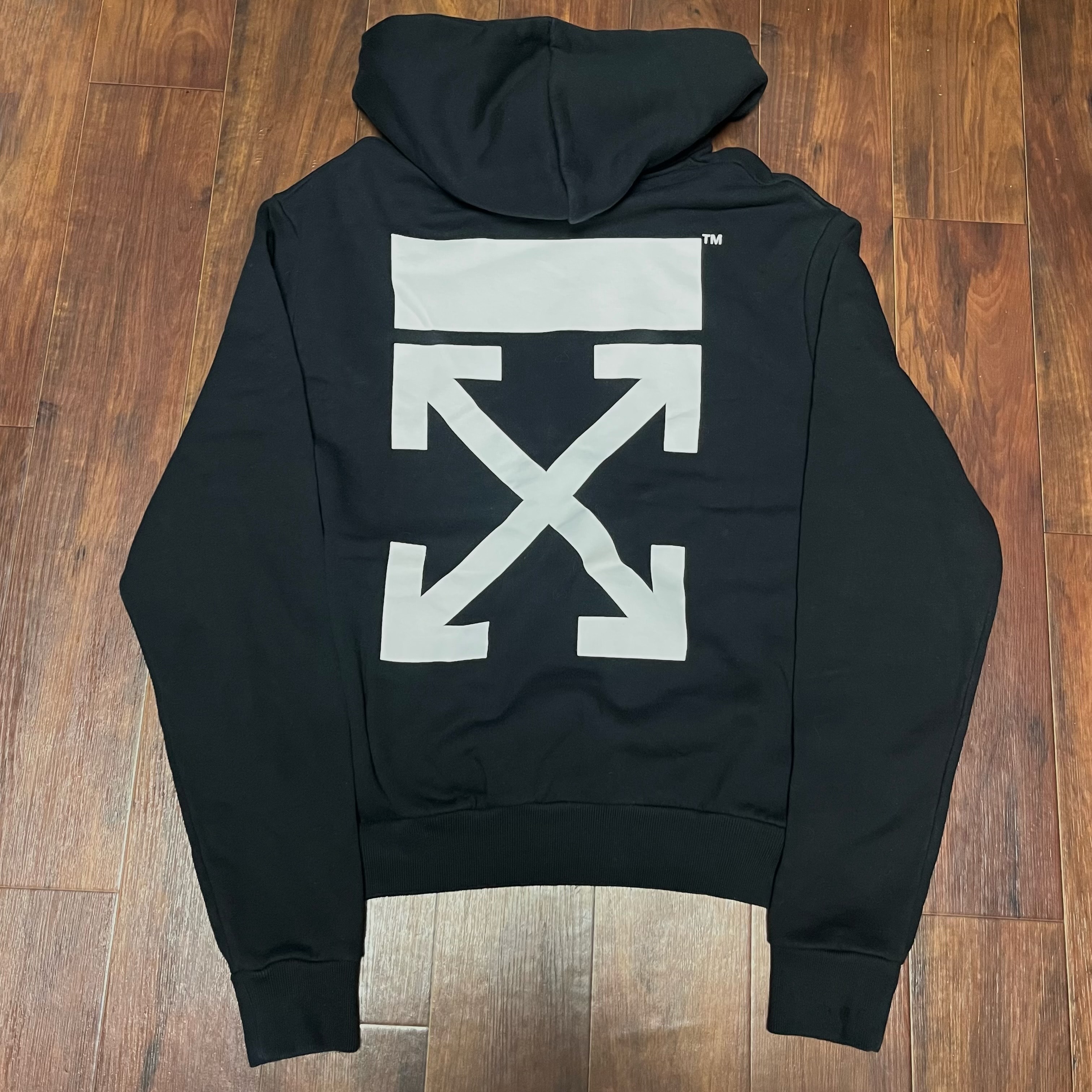 off white パーカーブラックホワイトロゴ黒