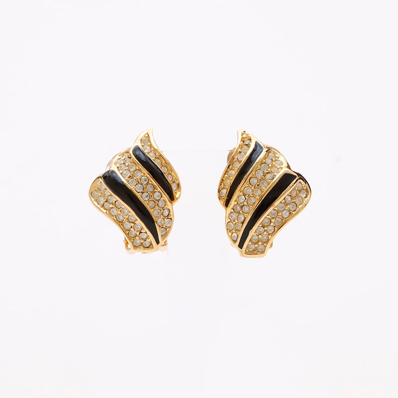 【クリスマス特別価格】 ディオール Dior ヴィンテージ ラインストーン イヤリング【中古】