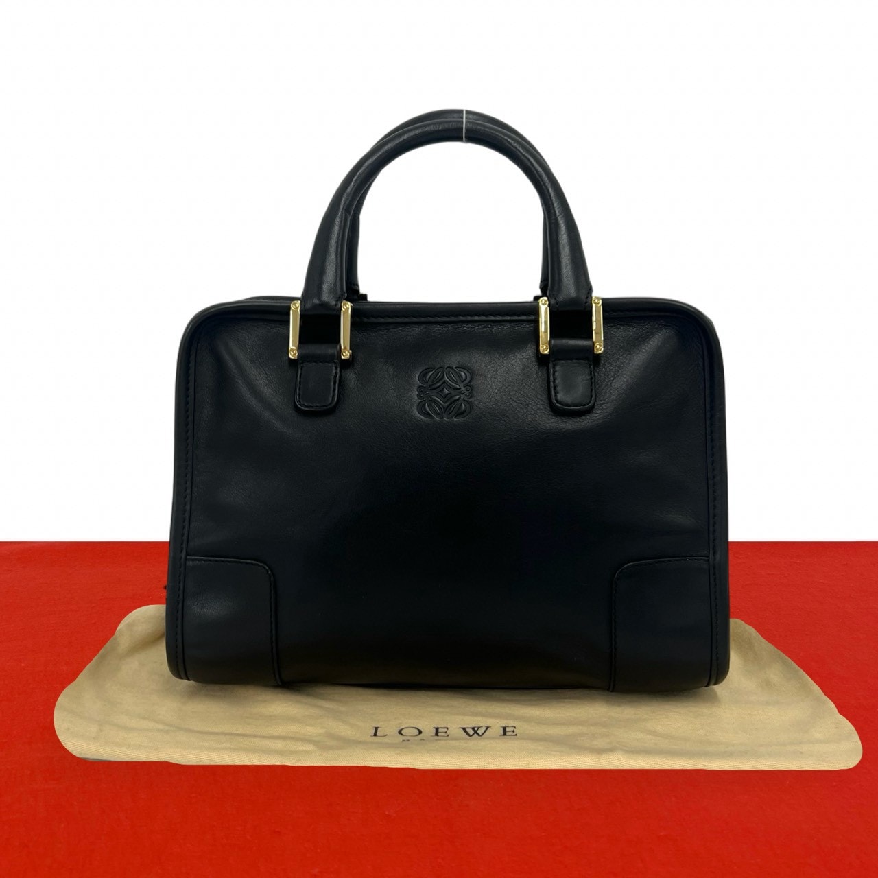 LOEWE ロエベ アマソナ アナグラム ロゴ レザー ハンドバッグ ブラック
 29252