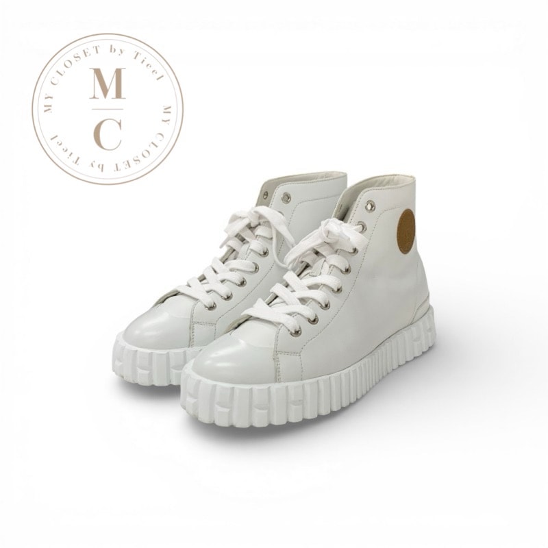 エルメス HERMES クライム スニーカー 靴 シューズ レザー ホワイト 白 エクスリブリス ハイカットスニーカー