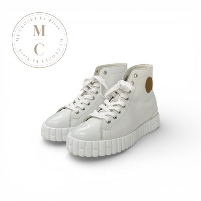 エルメス HERMES クライム スニーカー 靴 シューズ レザー ホワイト 白 エクスリブリス ハイカットスニーカー