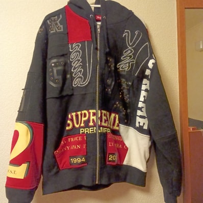 Supreme Patchwork Zip Up Hooded Sweatshirt "Black"