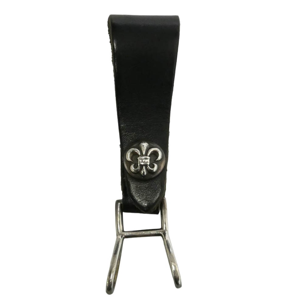 CHROME HEARTS クロムハーツ(原本無) BELT LOOP BSフレアボタン レザー ベルトループ ブラック系 シルバー系【中古】