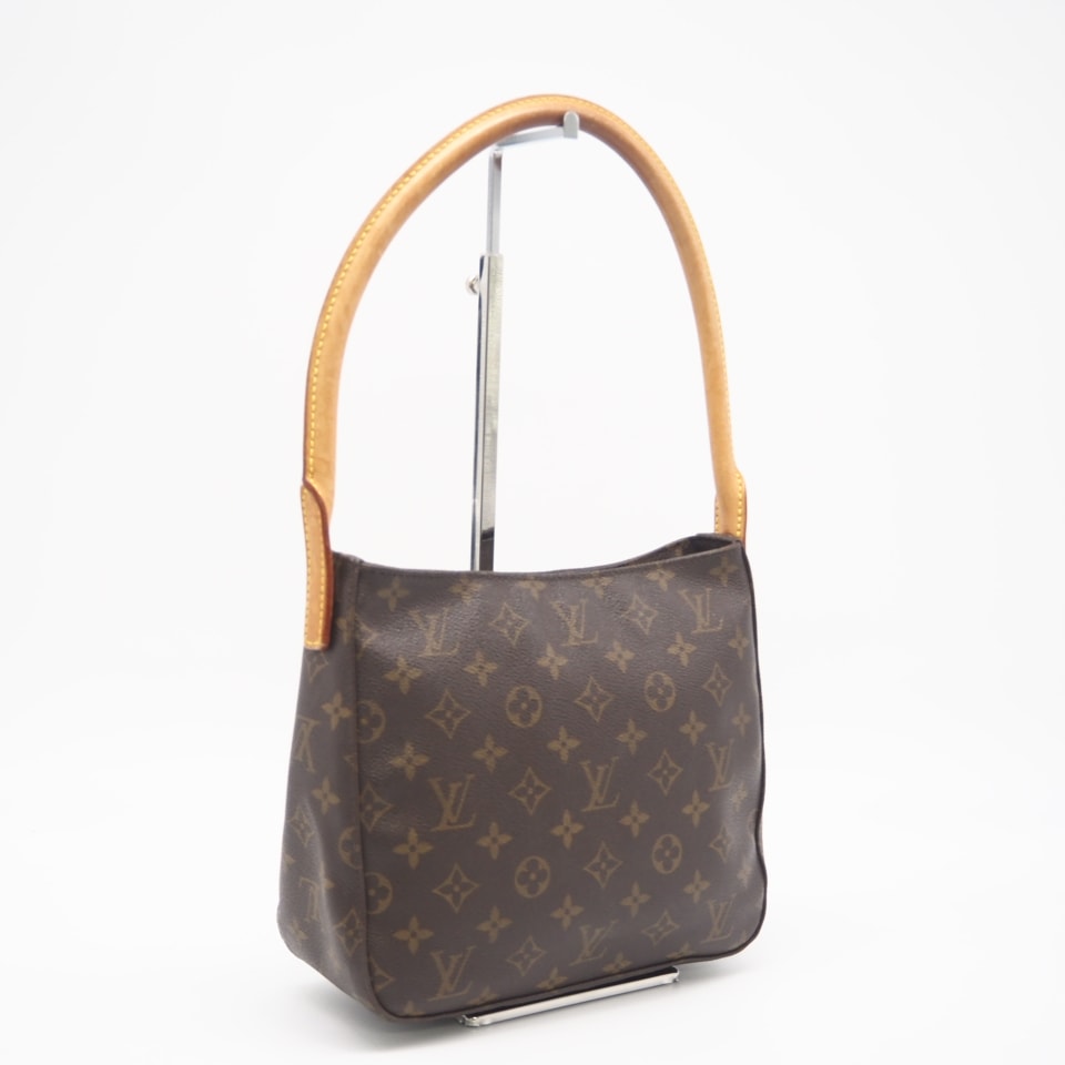 LOUIS VUITTON ルイ・ヴィトン モノグラム ルーピングMM M51146 ハンドバッグ ブラウン コーティングキャンバス レザー レディース