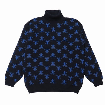 Dunhill ダンヒル セーター サイズL 総カシミヤ タートルネック ニット フロッグ カエル柄 スコットランド製 ブランド古着【中古】20260107/RA7133