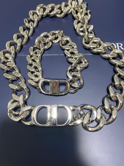 Dior CD ICON Chain Link Necklace "Silver"