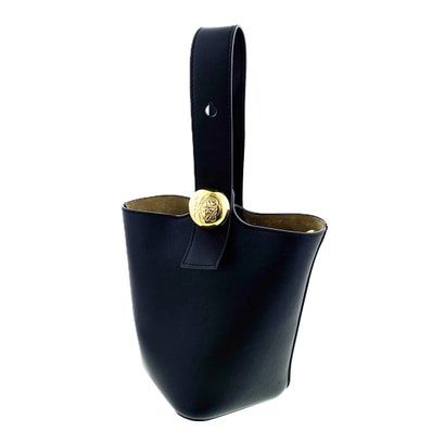 LOEWE ロエベ ペブル バケットバッグ ミニ ハンドバッグ AANBBBMX01 レザー ブラック ゴールド金具 レディース【中古】