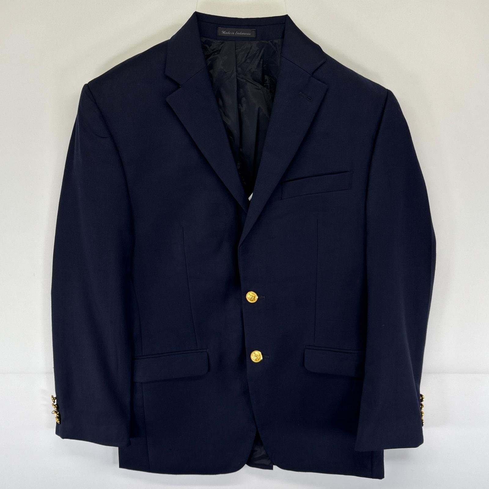 古着 ローレンラルフローレン LaurenRalphLauren テーラードジャケット ブレザー スーツ 金ボタン 36R  ダークネイビー メンズ