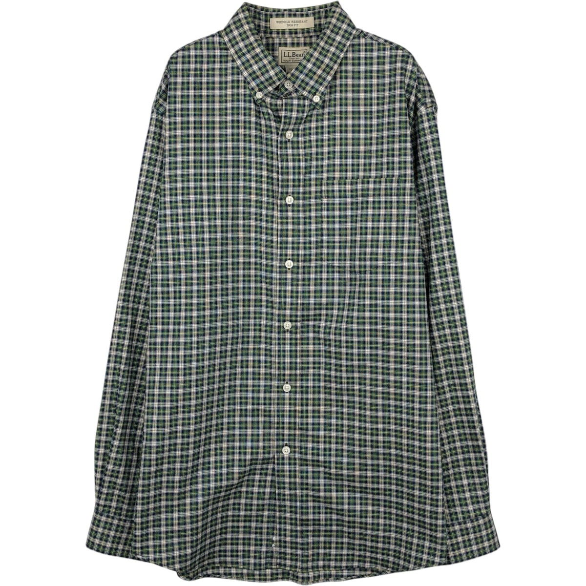 古着 90~00年代 エルエルビーン L.L.Bean WRINKLE RESISTANT TRIM FIT 長袖 ボタンダウンチェックシャツ メンズM相当 ヴィンテージ/eaa652124