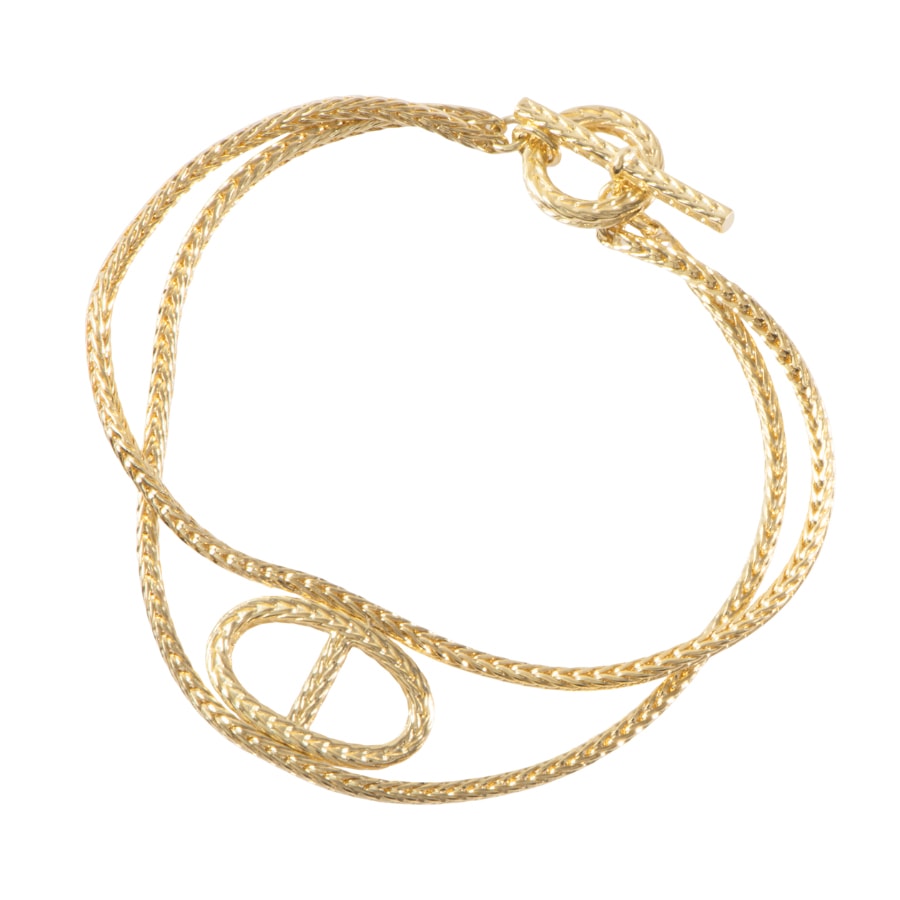 HERMES エルメス シェーヌダンクル ダナエ ブレスレット H123431B K18YG ゴールド【中古】