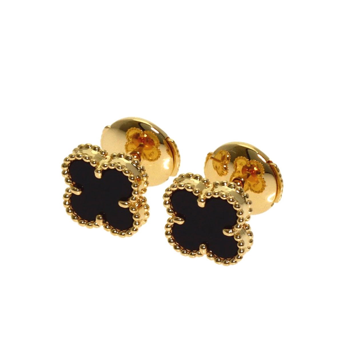 Van Cleef & Arpels ヴァンクリーフ&アーペル スウィート アルハンブラ オニキス ピアス K18YG レディース [中古]