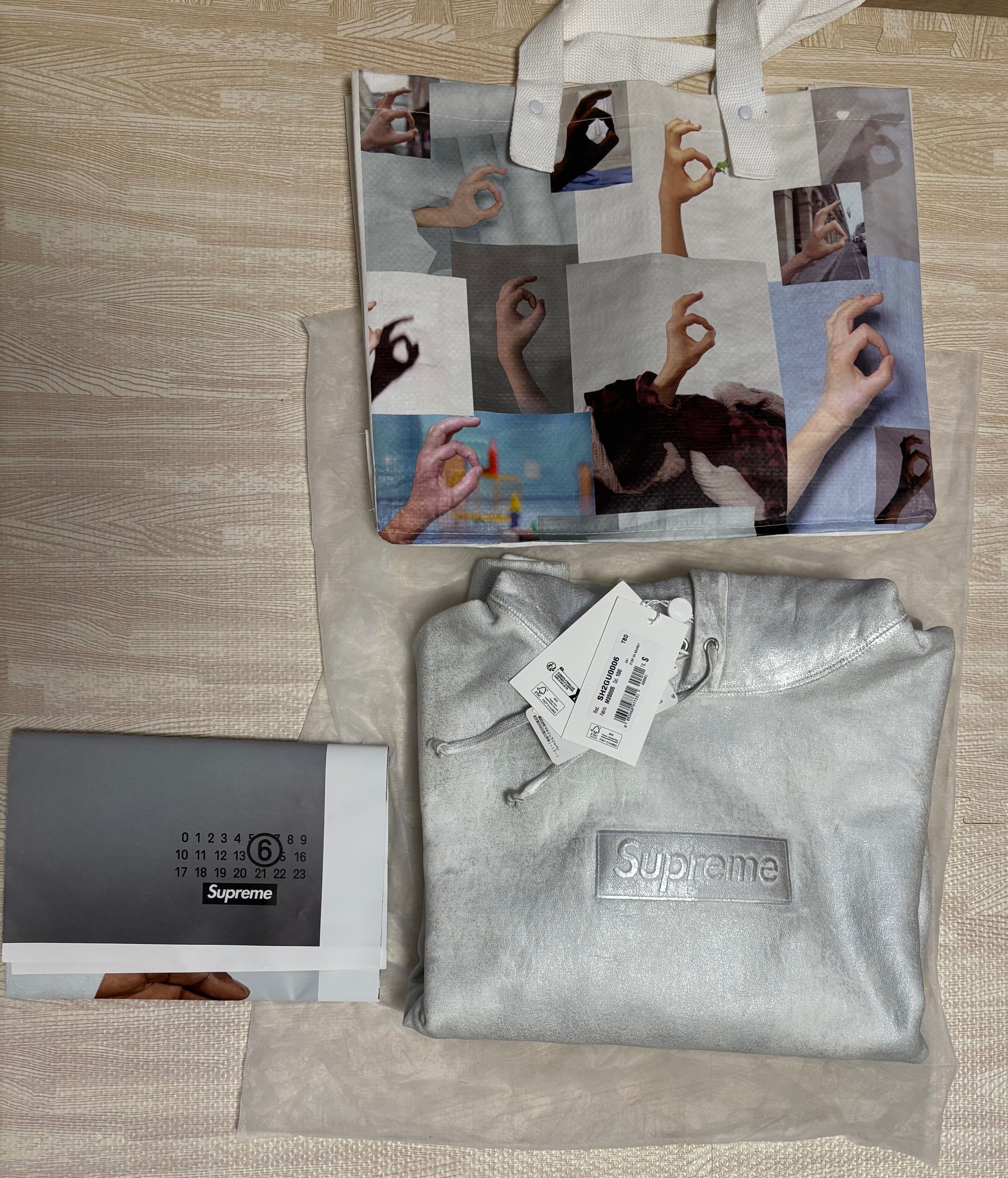 Supreme x MM6 Maison Margiela Foil Box Logo Hooded Sweatshirt "White"