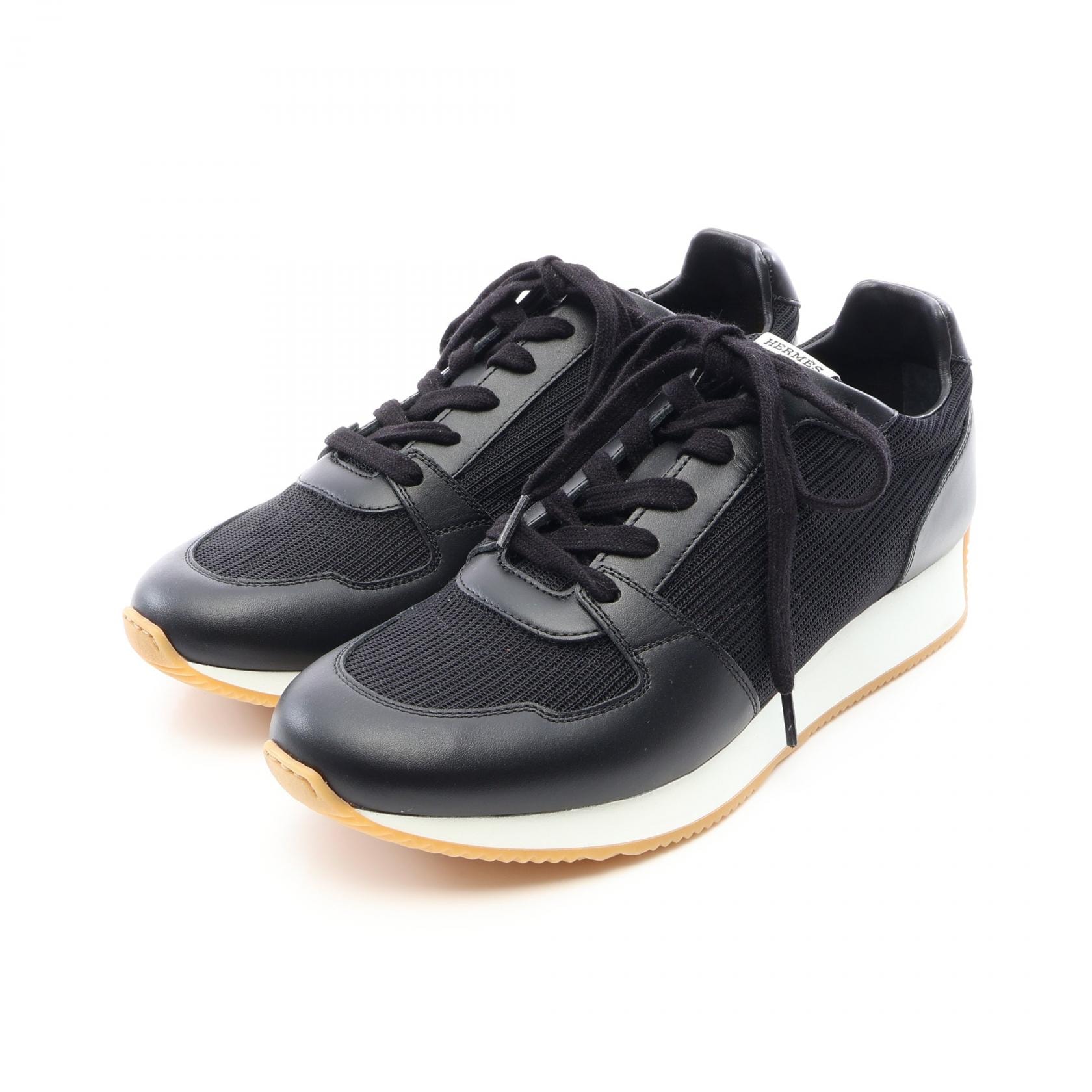 エルメス HERMES エスケープ スニーカー 靴 ファブリック レザー レディース ブラック系 【中古】