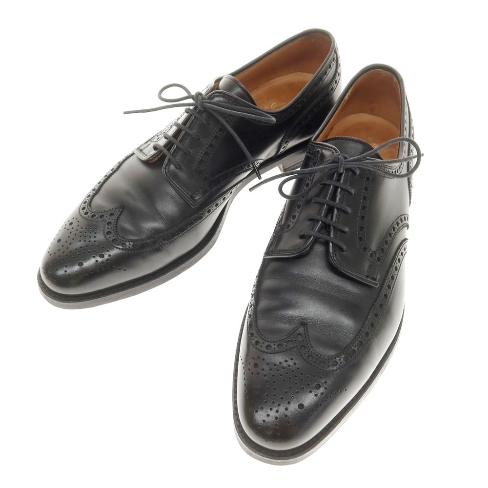 【中古】クロケットアンドジョーンズ CROCKETT&JONES SWANSEA ウイングチップ ドレスシューズ ブラック【サイズ6 1/2E】【メンズ】
