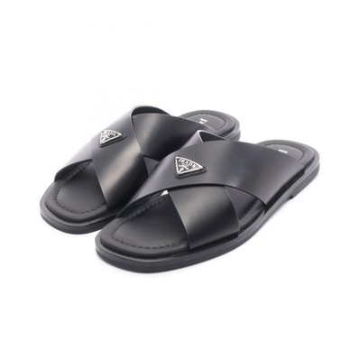 プラダ PRADA クリスクロス サンダル 靴 レザー メンズ ブラック系 【中古】