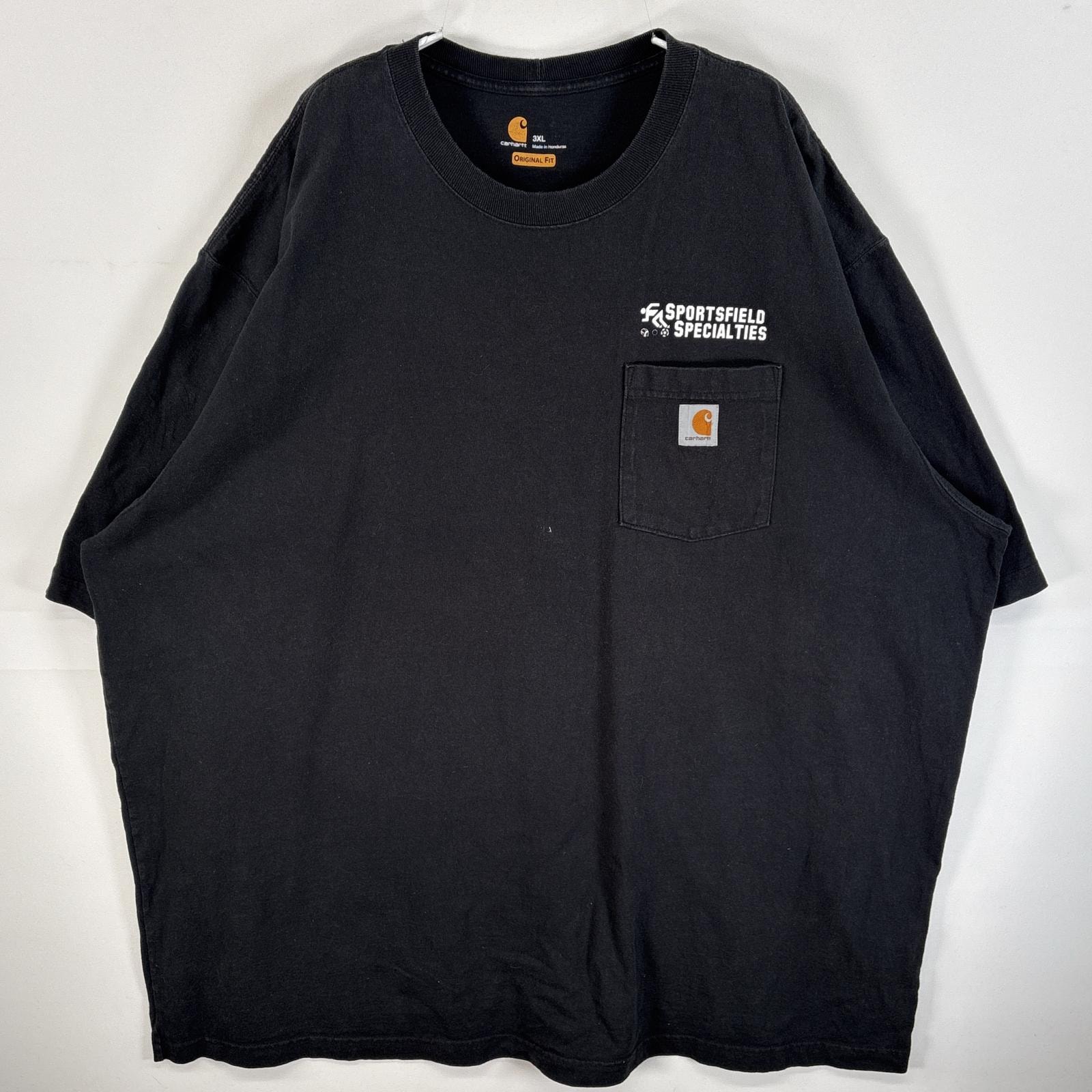 古着 カーハート Carhartt 半袖Tシャツ 肉厚 大きいサイズ ワンポイント ロゴ 3XL  ブラック 無地 メンズ