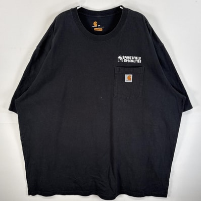 古着 カーハート Carhartt 半袖Tシャツ 肉厚 大きいサイズ ワンポイント ロゴ 3XL ブラック 無地 メンズ