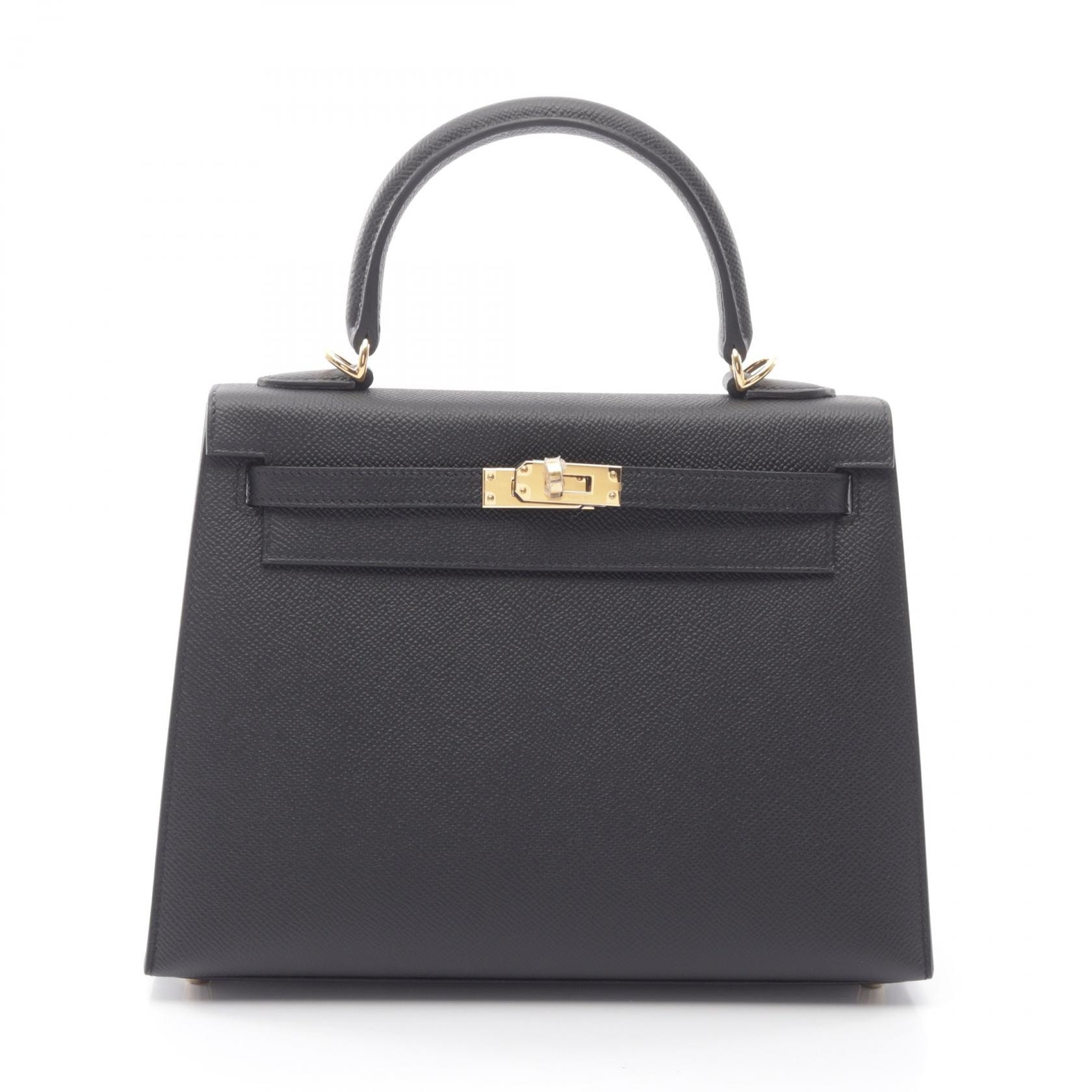 エルメス HERMES ケリー25 外縫い 2WAY ハンドバッグ バッグ ヴォーエプソン ヴォーエプソン レディース ブラック系 【中古】