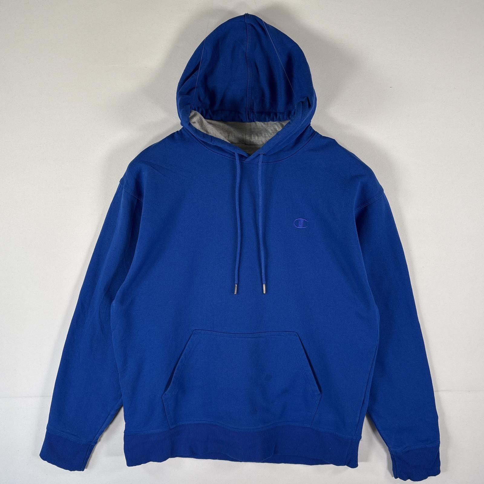 古着 チャンピオン Champion パーカー スウェット ワンポイントロゴ刺繍 プルオーバー フーディ L  ブルー メンズ